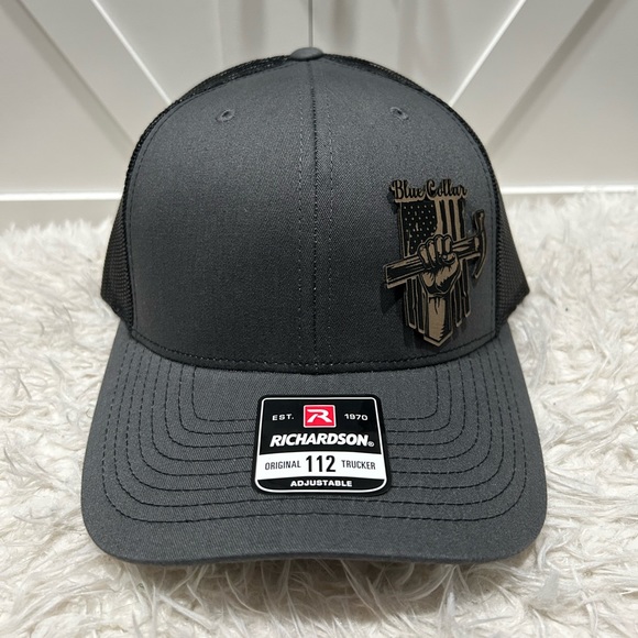 Blue collar. Laser engraved Richardson 112 trucker hat. - Picture 2 of 3